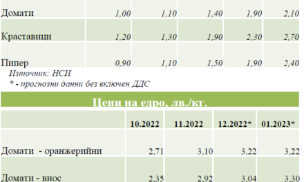 Рязко поевтиняване на пшеницата през декември,22. Най-висок скок на цените на доматите за януари,23